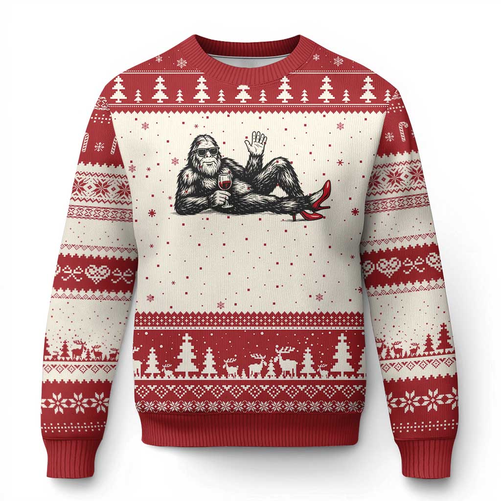 Funny Sassquatch Sexy Ugly Christmas Sweater Bigfoot With Cocktail Party Humor - Wonder Print Shop