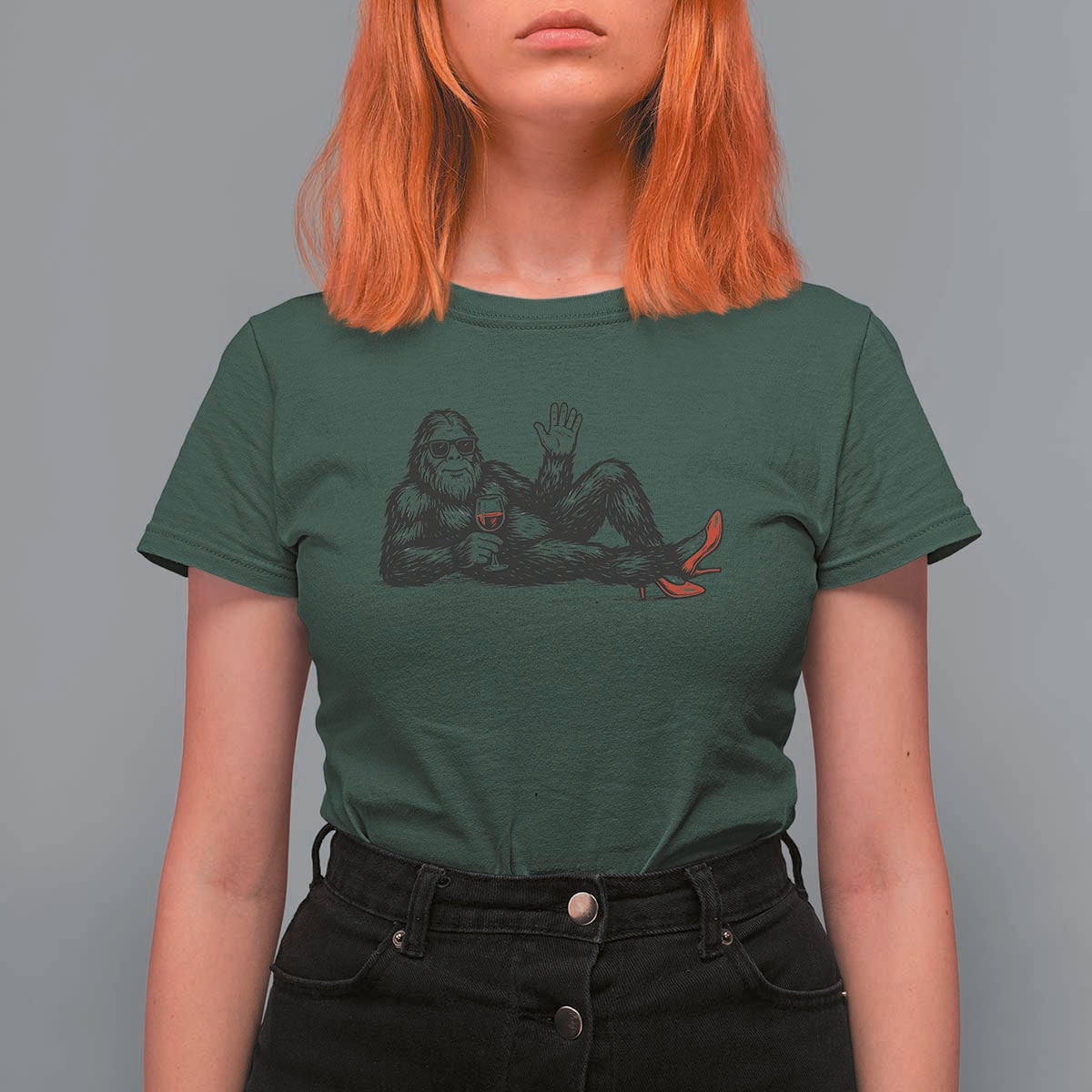 Funny Sassquatch Sexy T Shirt For Women Bigfoot With Cocktail Party Humor - Wonder Print Shop
