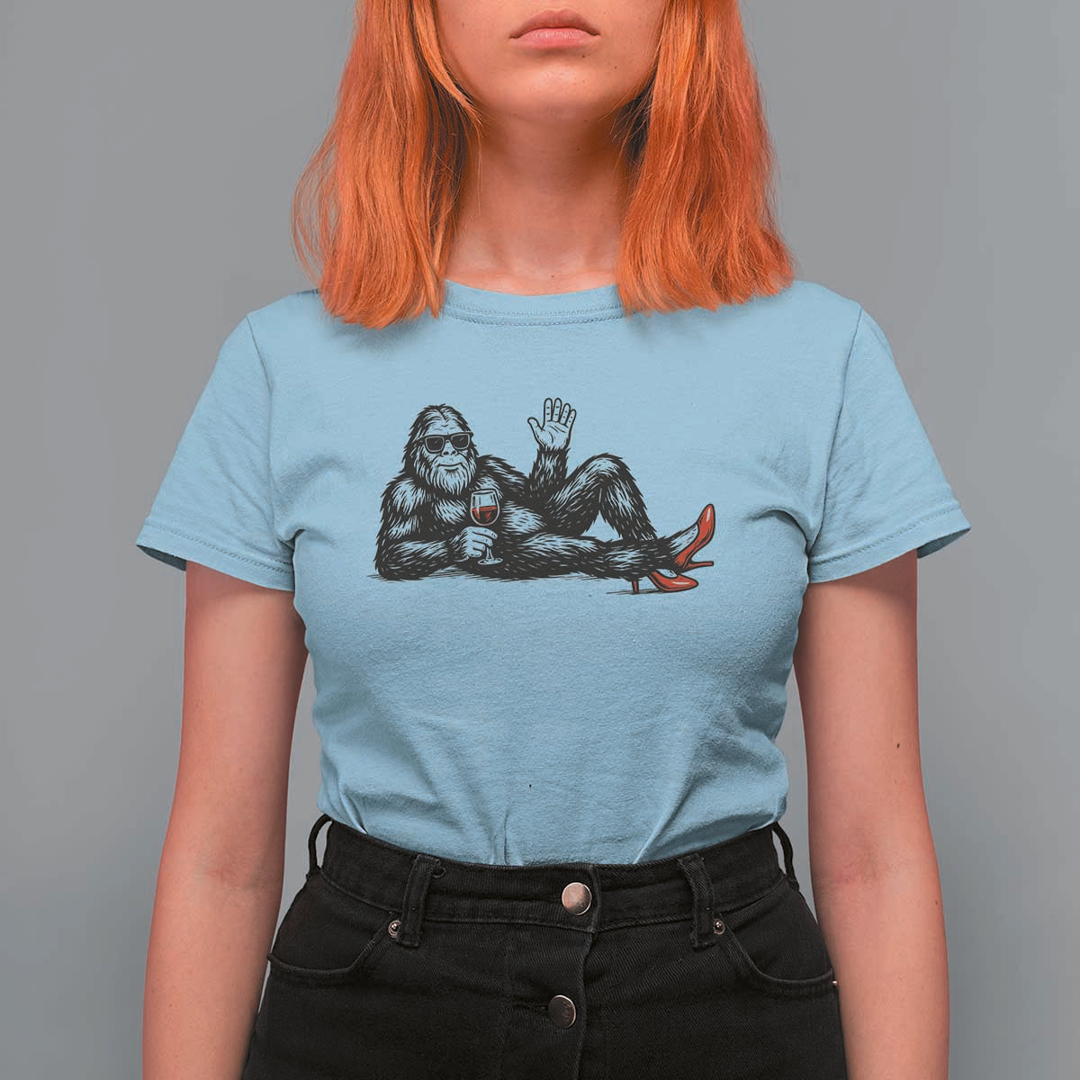 Funny Sassquatch Sexy T Shirt For Women Bigfoot With Cocktail Party Humor - Wonder Print Shop