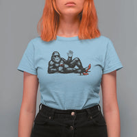 Funny Sassquatch Sexy T Shirt For Women Bigfoot With Cocktail Party Humor - Wonder Print Shop