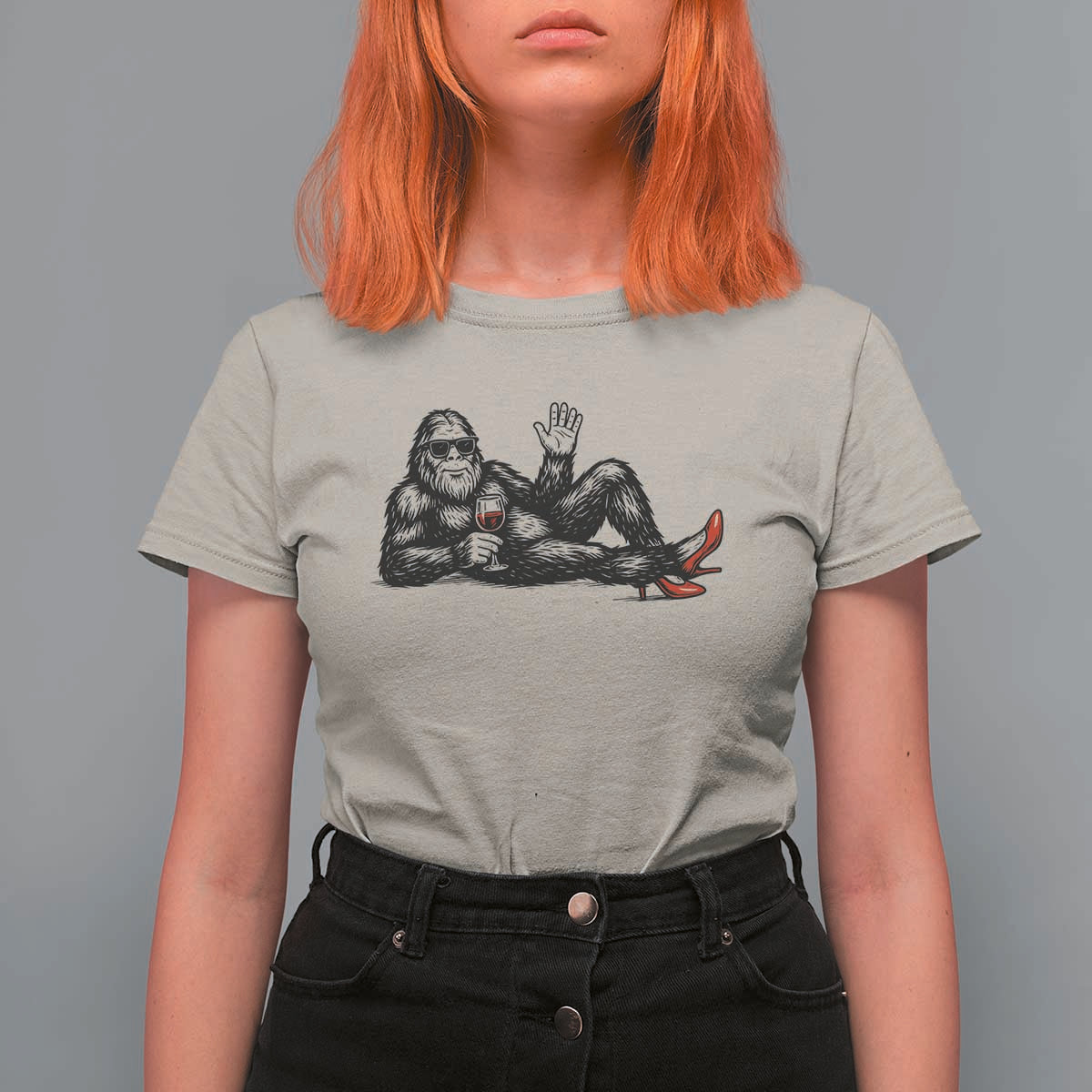 Funny Sassquatch Sexy T Shirt For Women Bigfoot With Cocktail Party Humor - Wonder Print Shop