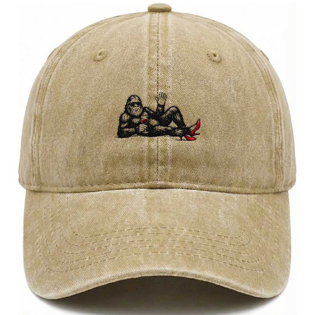 Funny Sassquatch Sexy Washed Cotton Baseball Cap Bigfoot With Cocktail Party Humor