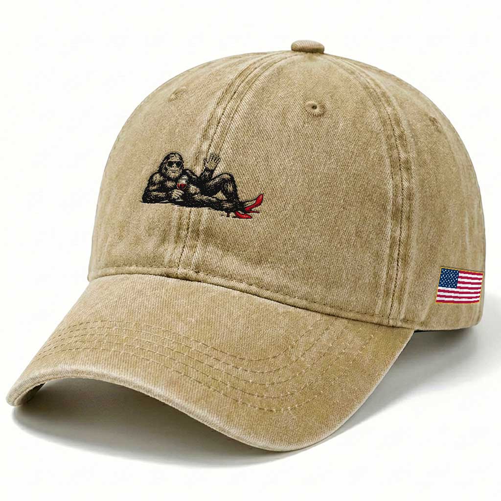 Funny Sassquatch Sexy Washed Cotton Baseball Cap Bigfoot With Cocktail Party Humor