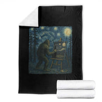 Funny Bigfoot Painting Starry Night Art Parody Gift Throw Blanket - Wonder Print Shop