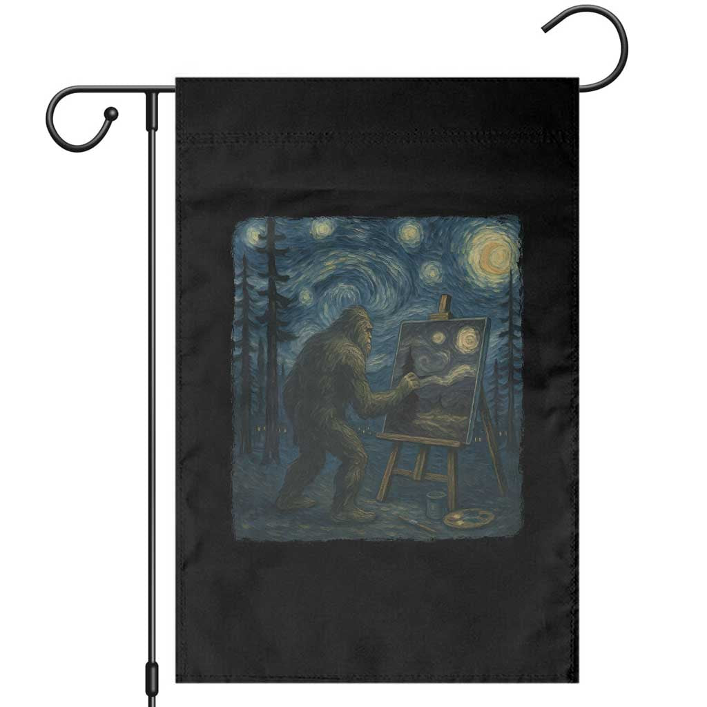 Funny Bigfoot Painting Starry Night Art Parody Gift Garden Flag - Wonder Print Shop