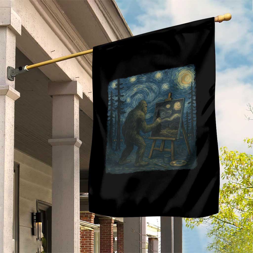Funny Bigfoot Painting Starry Night Art Parody Gift Garden Flag - Wonder Print Shop