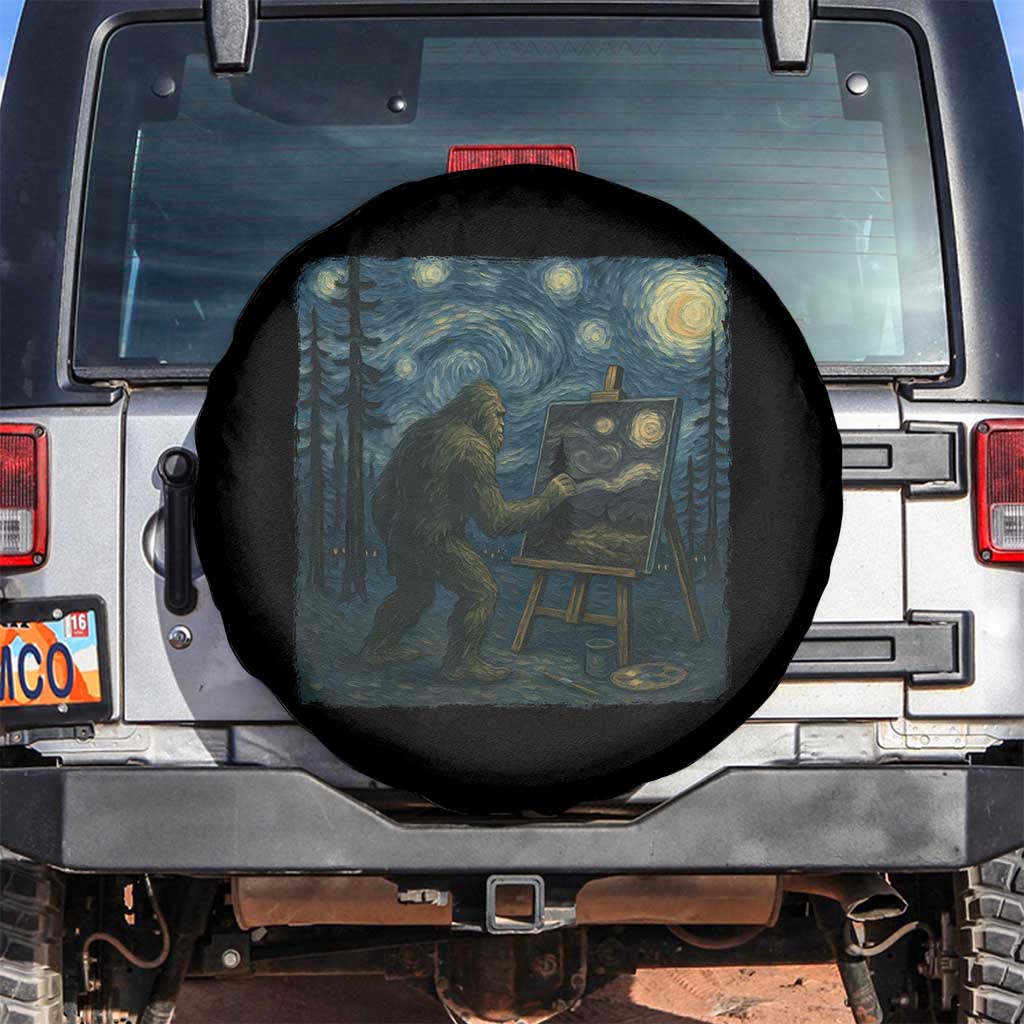 Funny Bigfoot Painting Starry Night Art Parody Gift Spare Tire Cover - Wonder Print Shop