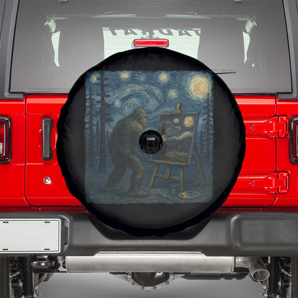 Funny Bigfoot Painting Starry Night Art Parody Gift Spare Tire Cover - Wonder Print Shop