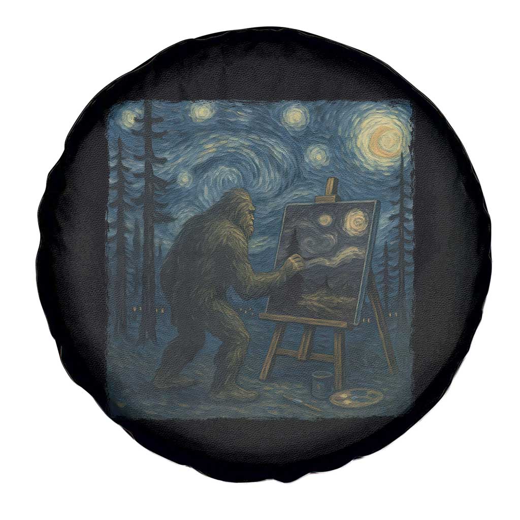 Funny Bigfoot Painting Starry Night Art Parody Gift Spare Tire Cover - Wonder Print Shop