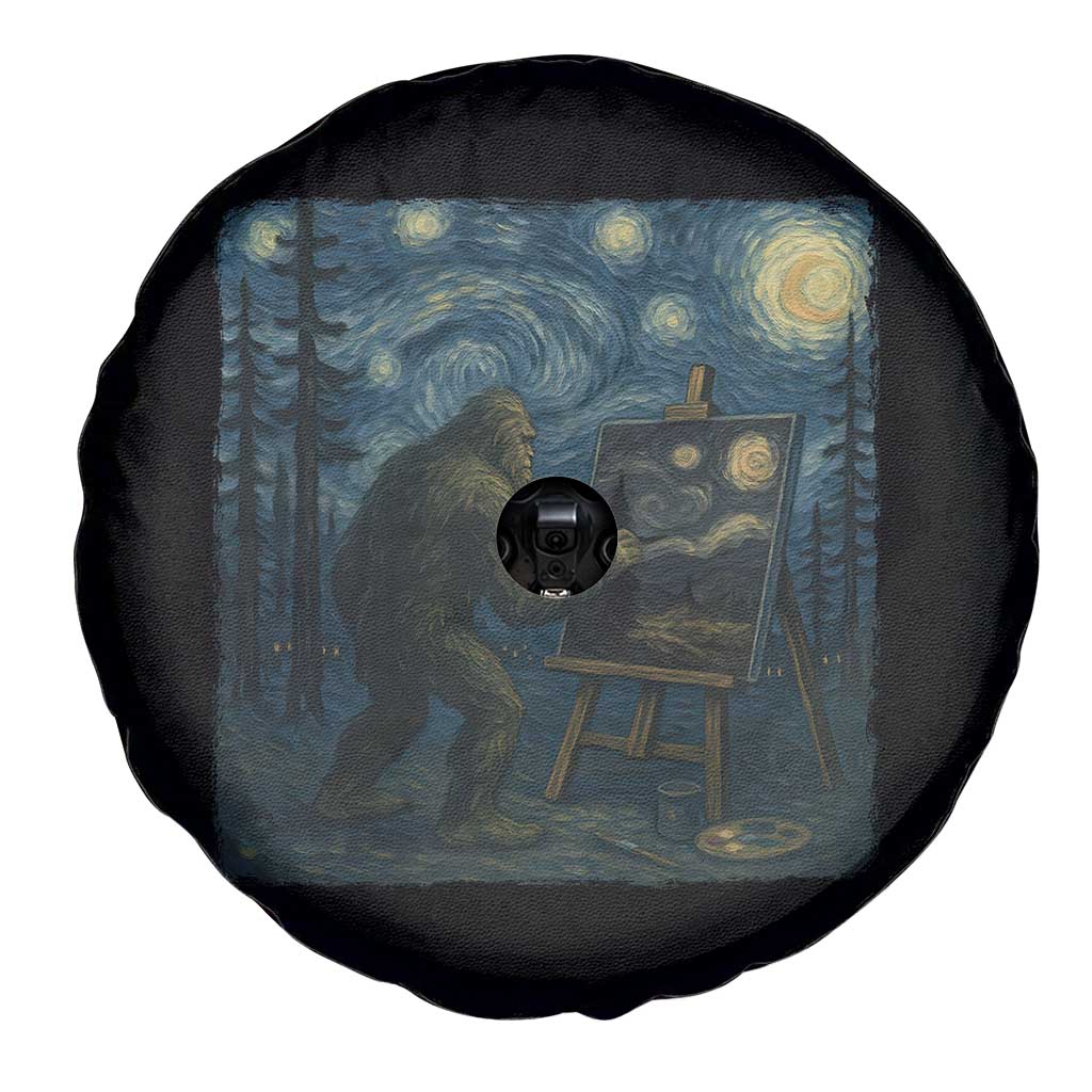 Funny Bigfoot Painting Starry Night Art Parody Gift Spare Tire Cover - Wonder Print Shop