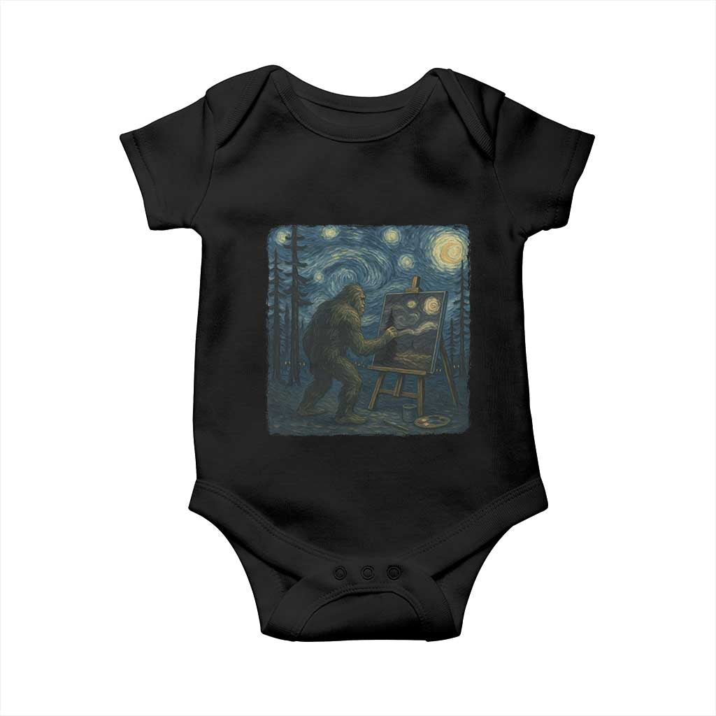 Funny Bigfoot Painting Starry Night Art Parody Gift Baby Onesie - Wonder Print Shop
