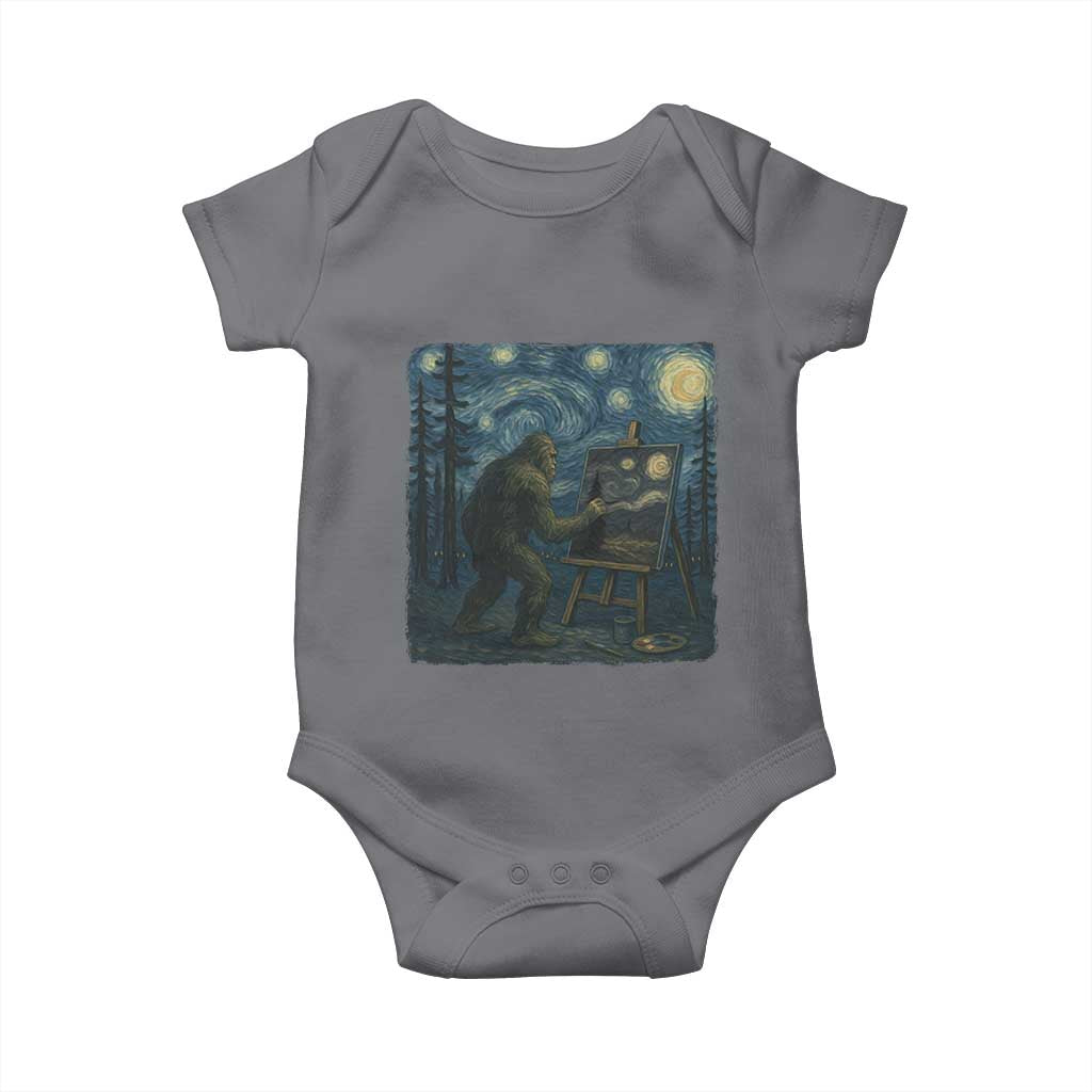 Funny Bigfoot Painting Starry Night Art Parody Gift Baby Onesie - Wonder Print Shop