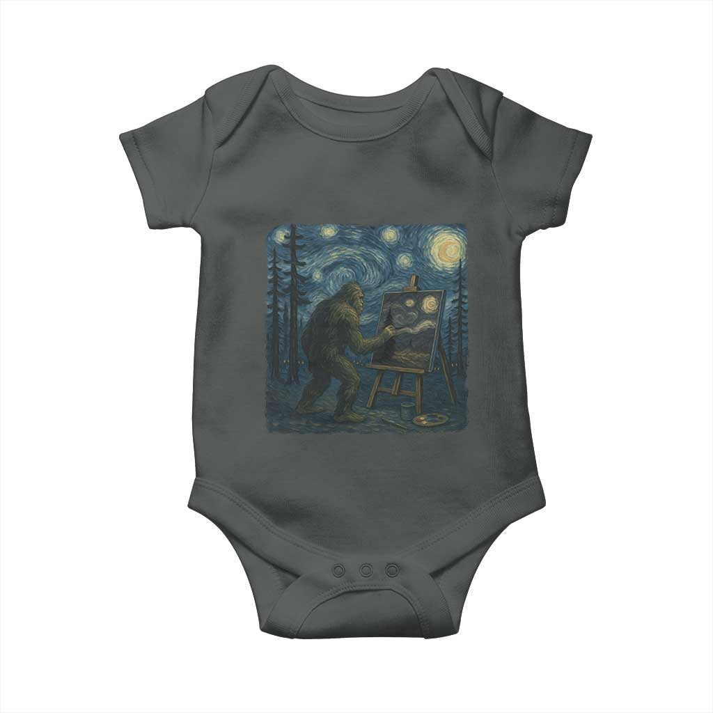 Funny Bigfoot Painting Starry Night Art Parody Gift Baby Onesie - Wonder Print Shop