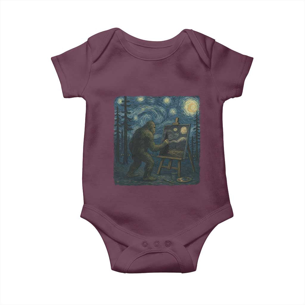 Funny Bigfoot Painting Starry Night Art Parody Gift Baby Onesie - Wonder Print Shop