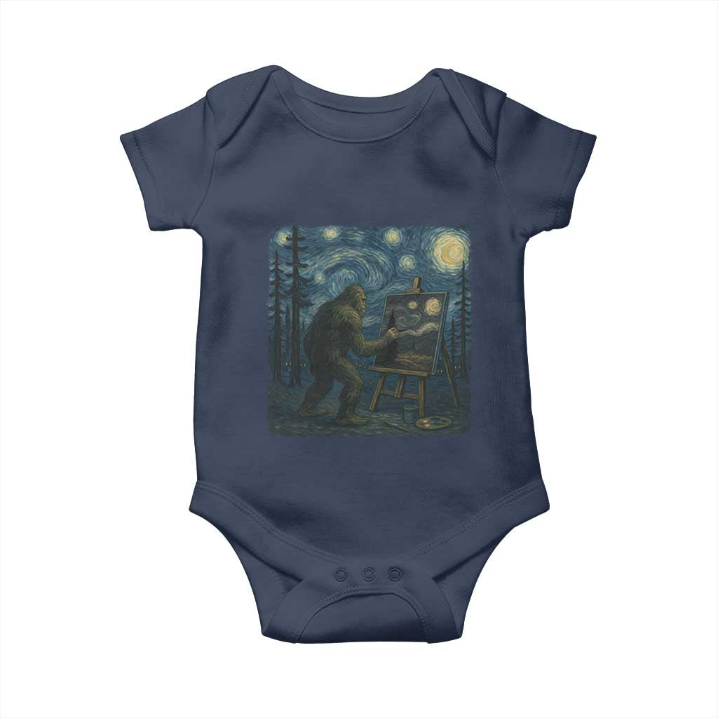 Funny Bigfoot Painting Starry Night Art Parody Gift Baby Onesie - Wonder Print Shop