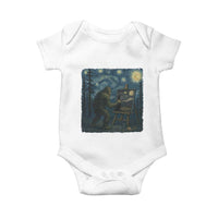 Funny Bigfoot Painting Starry Night Art Parody Gift Baby Onesie - Wonder Print Shop