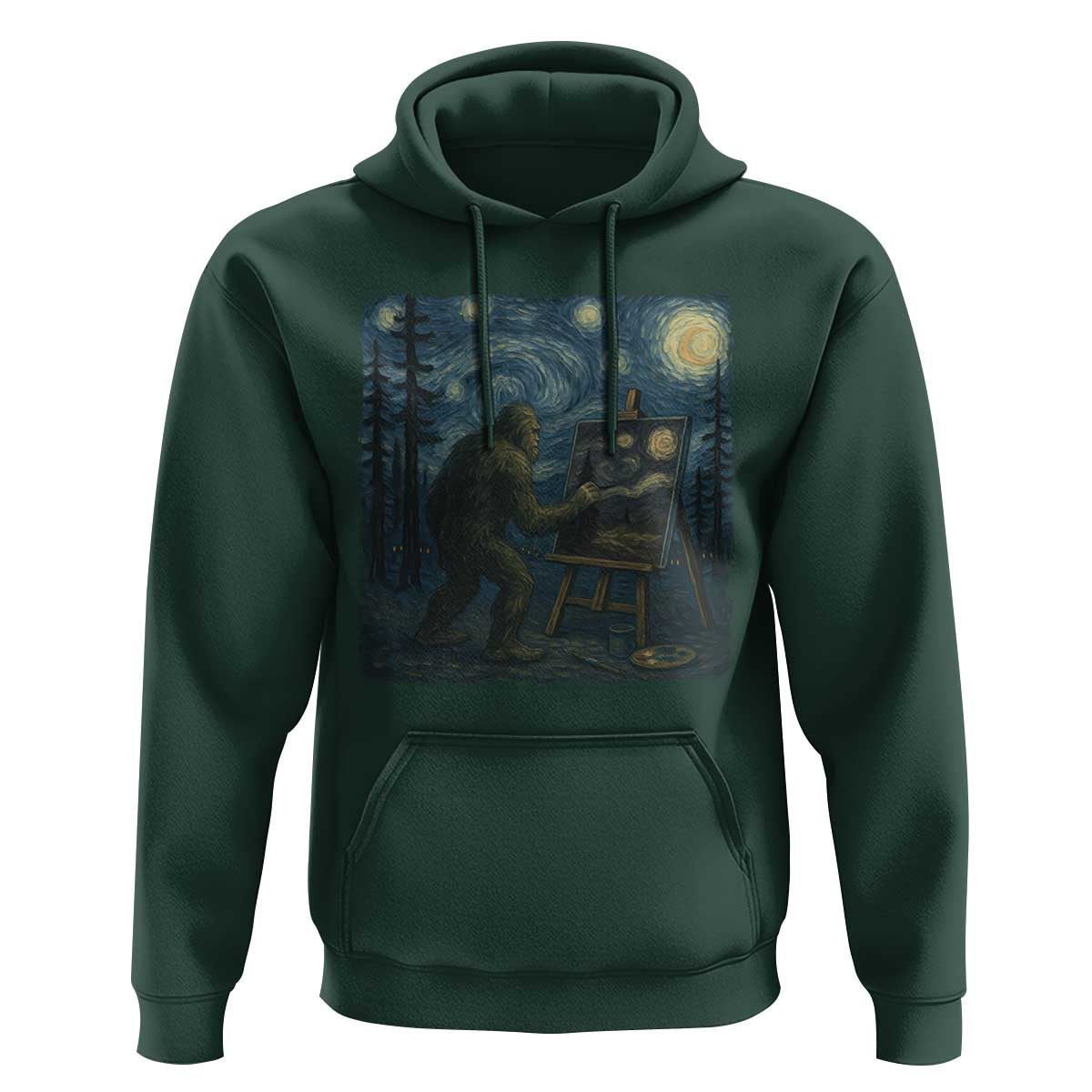 Funny Bigfoot Painting Starry Night Art Parody Gift Hoodie - Wonder Print Shop