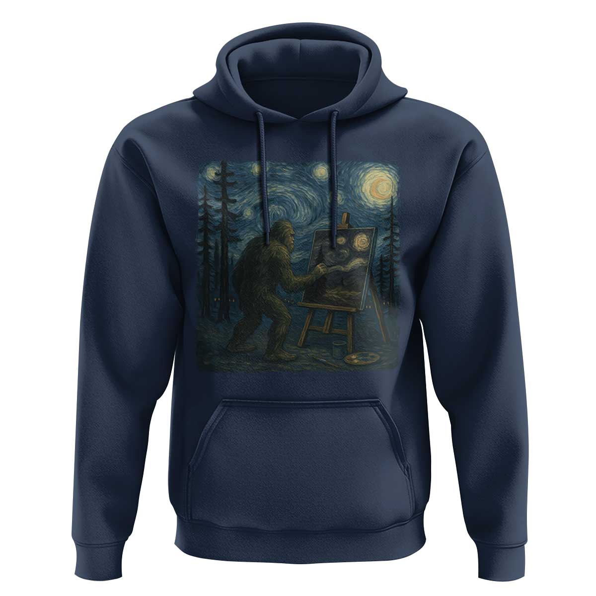 Funny Bigfoot Painting Starry Night Art Parody Gift Hoodie - Wonder Print Shop