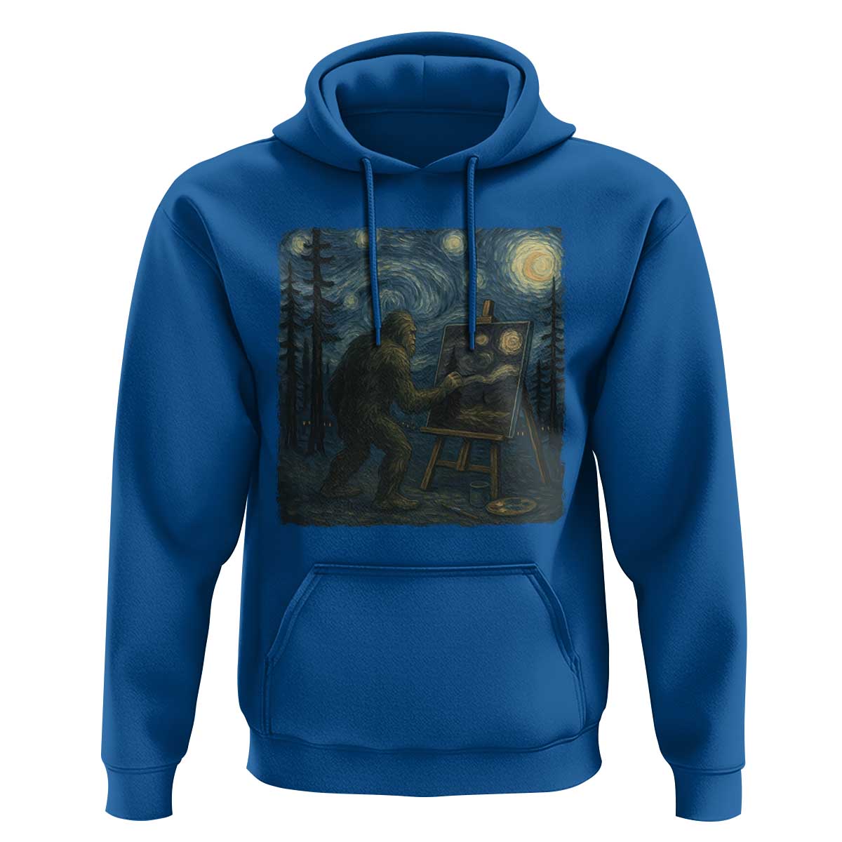 Funny Bigfoot Painting Starry Night Art Parody Gift Hoodie - Wonder Print Shop