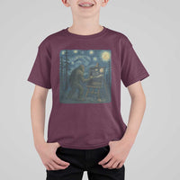 Funny Bigfoot Painting Starry Night Art Parody Gift T Shirt For Kid - Wonder Print Shop