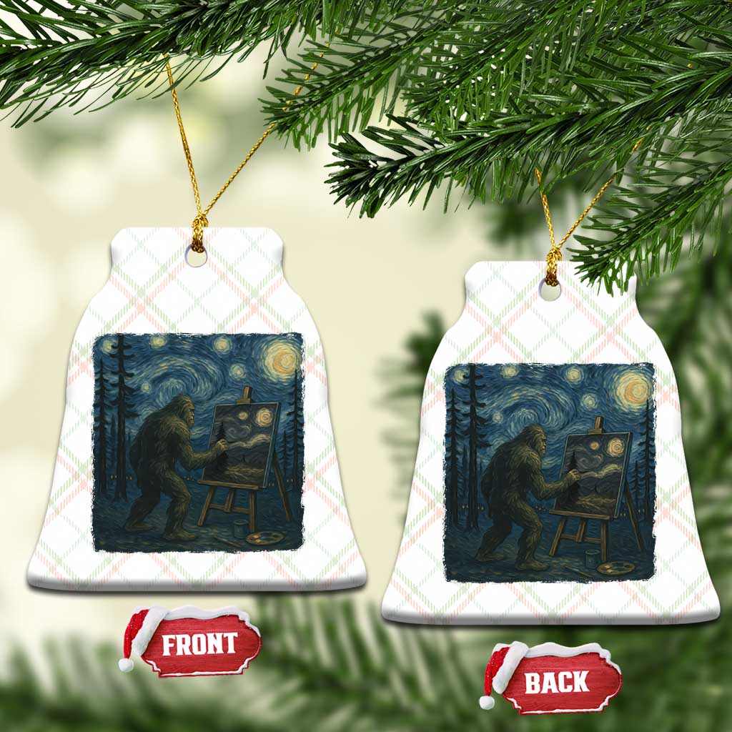 Funny Bigfoot Painting Starry Night Art Parody Gift Ceramic Ornament - Wonder Print Shop