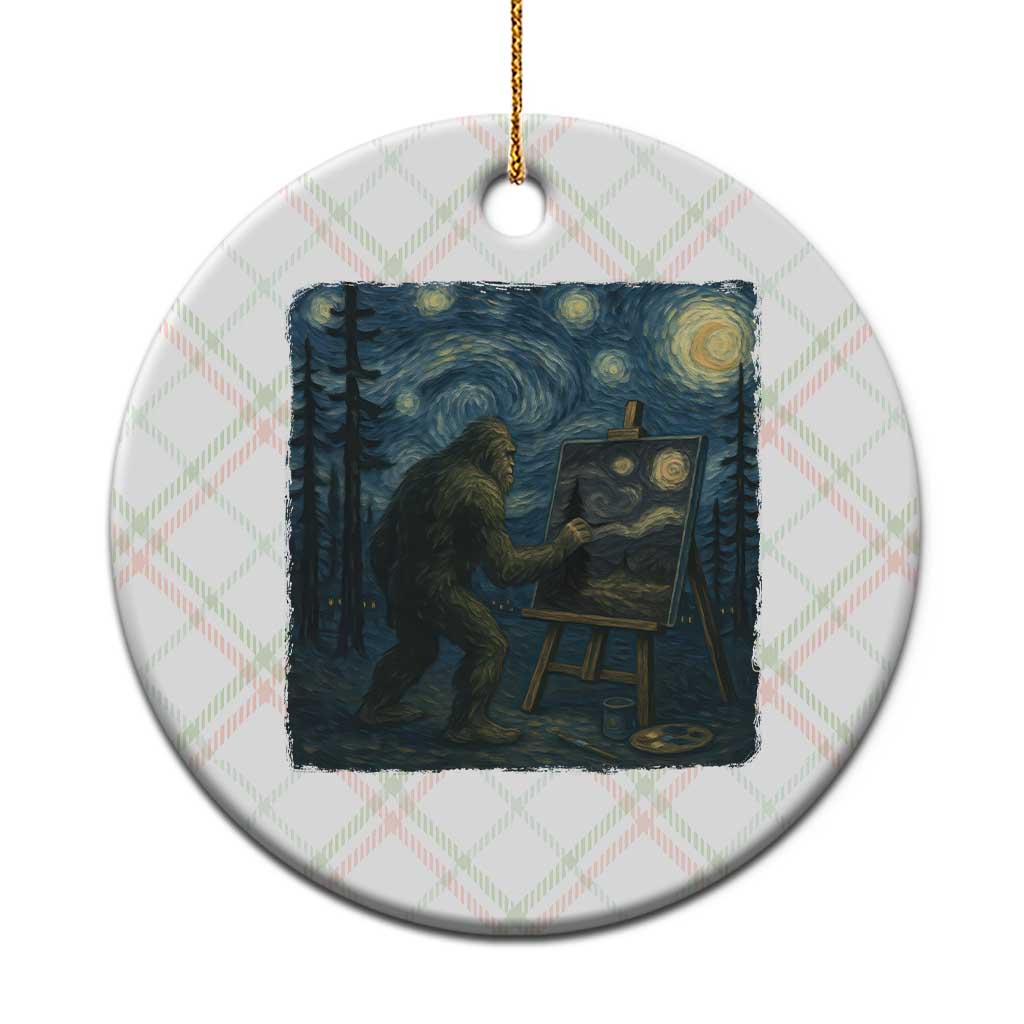 Funny Bigfoot Painting Starry Night Art Parody Gift Ceramic Ornament - Wonder Print Shop
