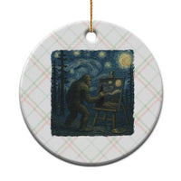 Funny Bigfoot Painting Starry Night Art Parody Gift Ceramic Ornament - Wonder Print Shop