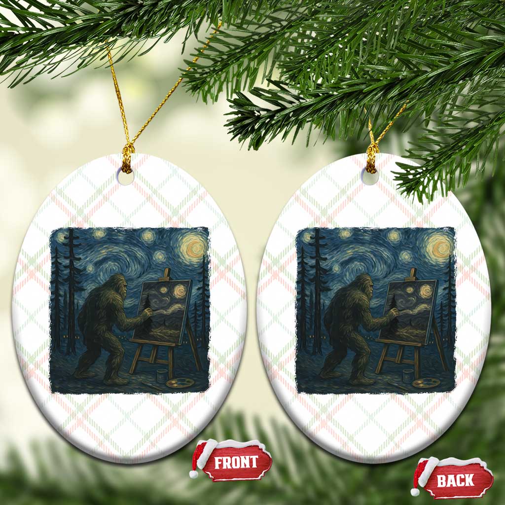 Funny Bigfoot Painting Starry Night Art Parody Gift Ceramic Ornament - Wonder Print Shop