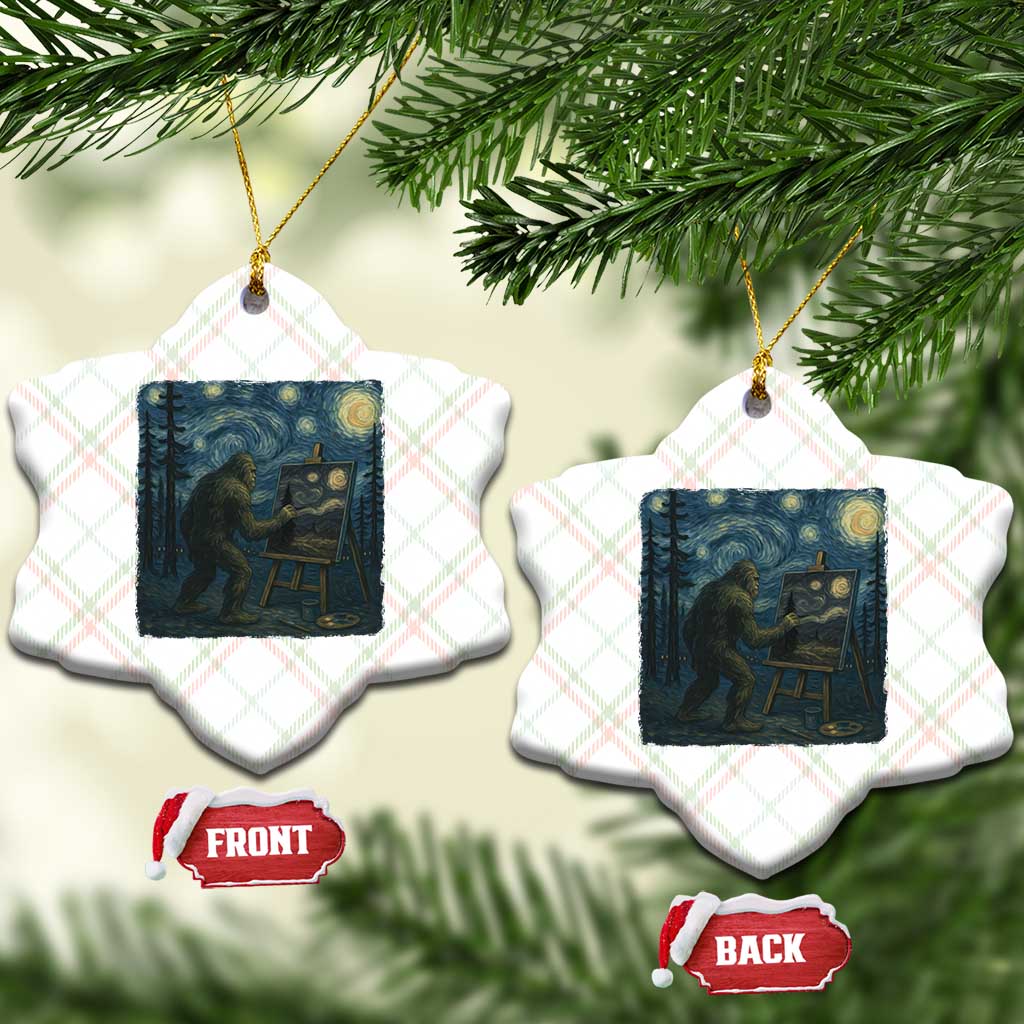 Funny Bigfoot Painting Starry Night Art Parody Gift Ceramic Ornament - Wonder Print Shop