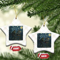 Funny Bigfoot Painting Starry Night Art Parody Gift Ceramic Ornament - Wonder Print Shop