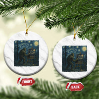 Funny Bigfoot Painting Starry Night Art Parody Gift Ceramic Ornament - Wonder Print Shop