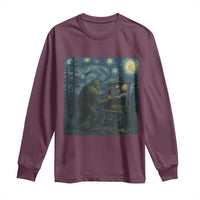 Funny Bigfoot Painting Starry Night Art Parody Gift Long Sleeve Shirt - Wonder Print Shop