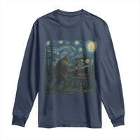 Funny Bigfoot Painting Starry Night Art Parody Gift Long Sleeve Shirt - Wonder Print Shop