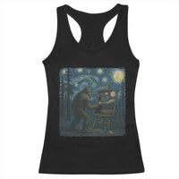 Funny Bigfoot Painting Starry Night Art Parody Gift Racerback Tank Top - Wonder Print Shop