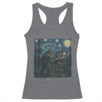 Funny Bigfoot Painting Starry Night Art Parody Gift Racerback Tank Top - Wonder Print Shop