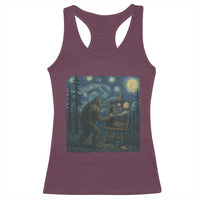 Funny Bigfoot Painting Starry Night Art Parody Gift Racerback Tank Top - Wonder Print Shop