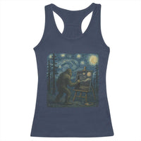 Funny Bigfoot Painting Starry Night Art Parody Gift Racerback Tank Top - Wonder Print Shop