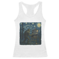Funny Bigfoot Painting Starry Night Art Parody Gift Racerback Tank Top - Wonder Print Shop