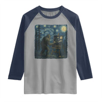 Funny Bigfoot Painting Starry Night Art Parody Gift Raglan Shirt - Wonder Print Shop
