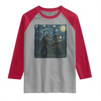 Funny Bigfoot Painting Starry Night Art Parody Gift Raglan Shirt - Wonder Print Shop
