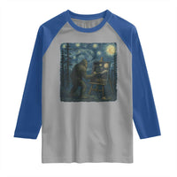 Funny Bigfoot Painting Starry Night Art Parody Gift Raglan Shirt - Wonder Print Shop