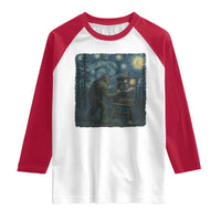 Funny Bigfoot Painting Starry Night Art Parody Gift Raglan Shirt - Wonder Print Shop