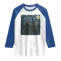 Funny Bigfoot Painting Starry Night Art Parody Gift Raglan Shirt - Wonder Print Shop
