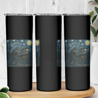 Funny Bigfoot Painting Starry Night Art Parody Gift Skinny Tumbler