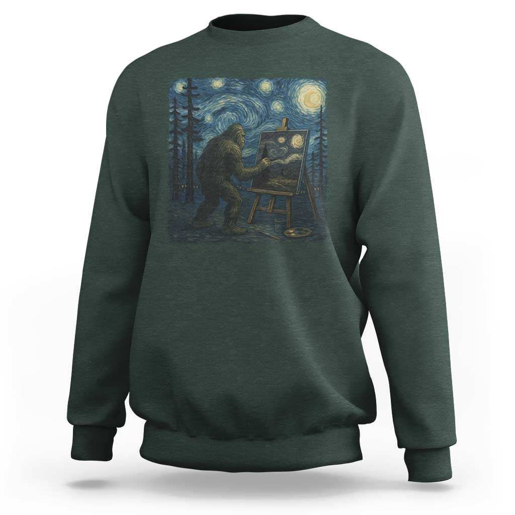 Funny Bigfoot Painting Starry Night Art Parody Gift Sweatshirt - Wonder Print Shop