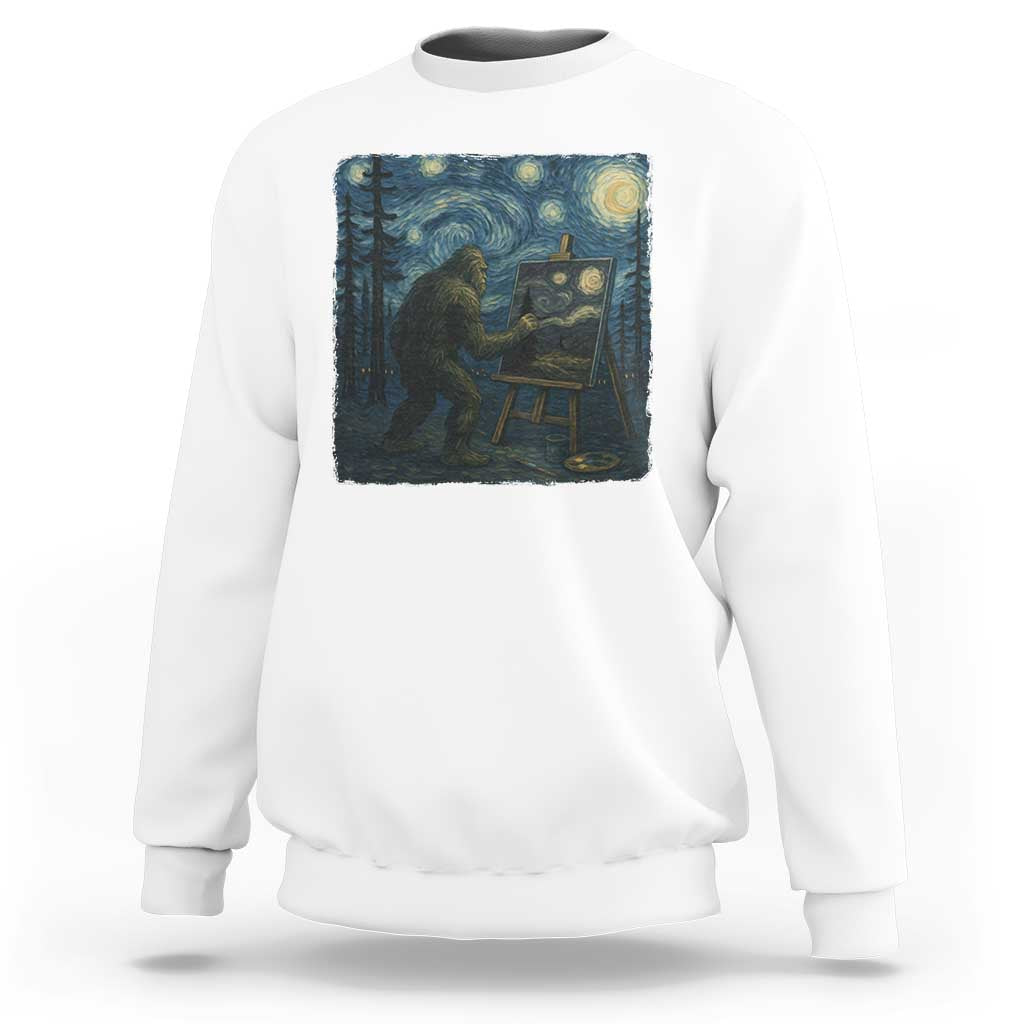 Funny Bigfoot Painting Starry Night Art Parody Gift Sweatshirt - Wonder Print Shop