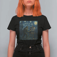 Funny Bigfoot Painting Starry Night Art Parody Gift T Shirt For Women - Wonder Print Shop