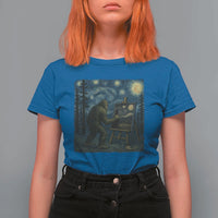 Funny Bigfoot Painting Starry Night Art Parody Gift T Shirt For Women - Wonder Print Shop