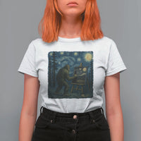 Funny Bigfoot Painting Starry Night Art Parody Gift T Shirt For Women - Wonder Print Shop