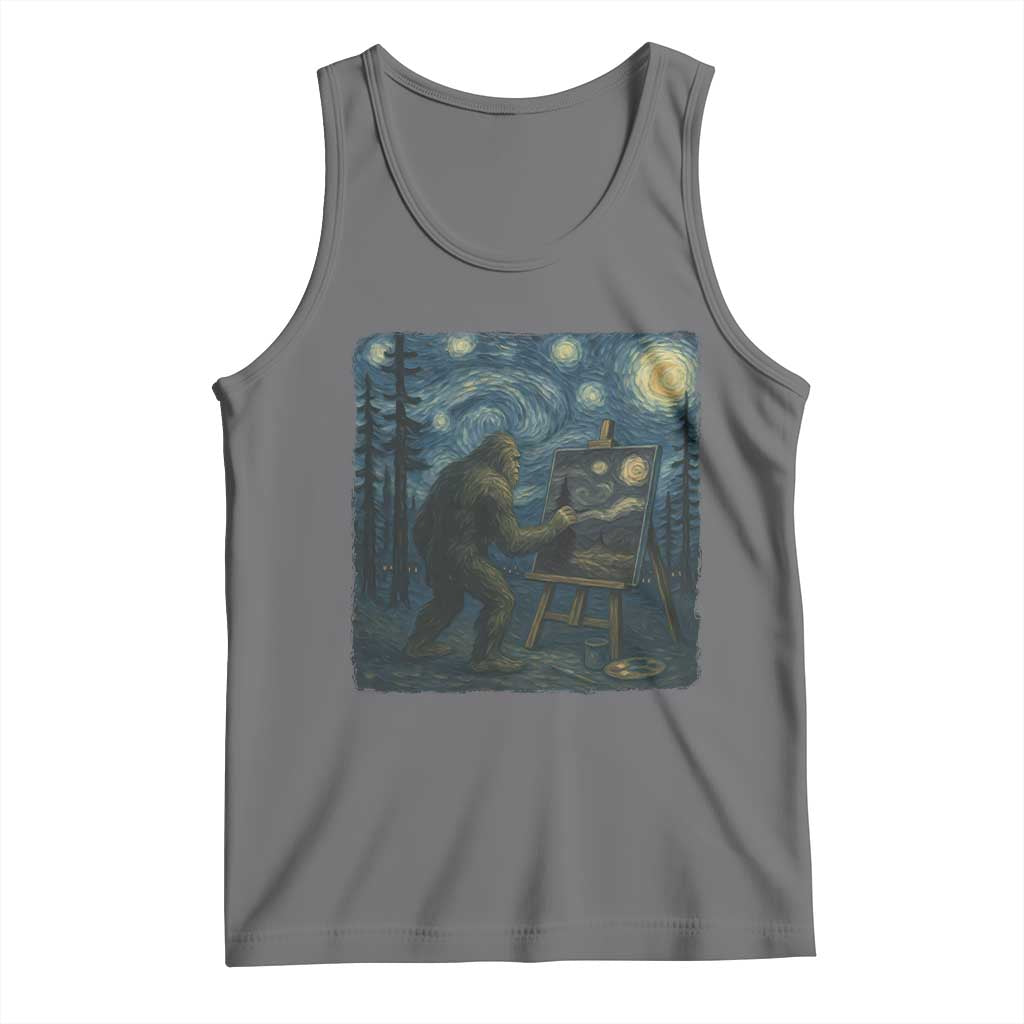 Funny Bigfoot Painting Starry Night Art Parody Gift Tank Top - Wonder Print Shop